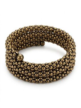 Women's Gold Beaded Coil Bracelet - Layered Wrap Style